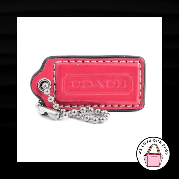 2" Medium COACH Pink PATENT LEATHER Nickel Key Fob Bag Charm Keychain Hang Tag - Picture 1 of 1